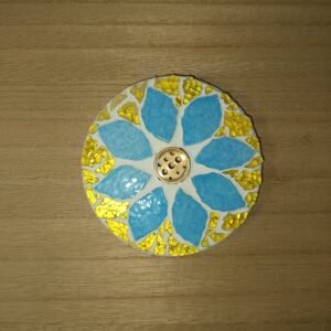 Porte-encens en mosaïque mandala bleu. Fait main en France. Apaisant, spirituel et unique. Parfait pour méditation, déco zen ou coin bien-être.